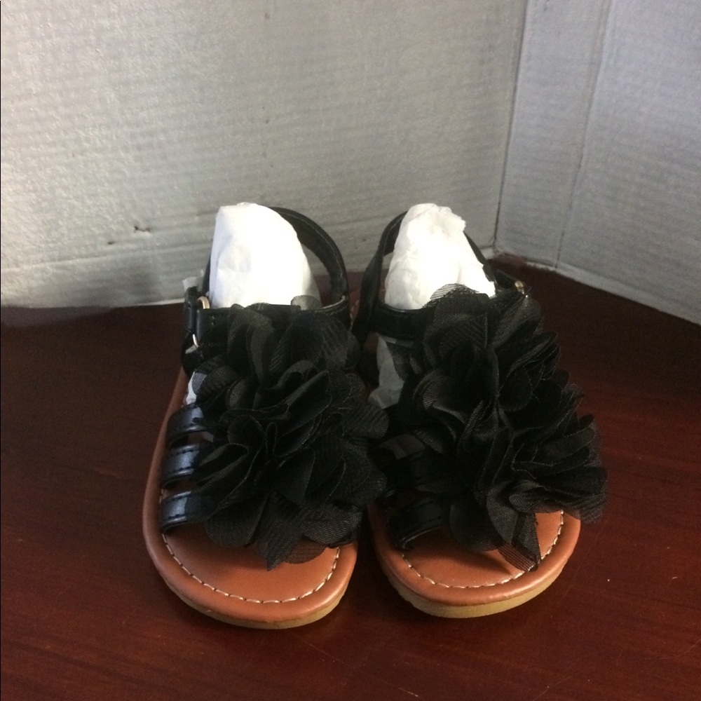 Bebe Girl open toe sandals in chiffon ruffles